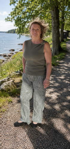 Byxa grön/vit mönstrad