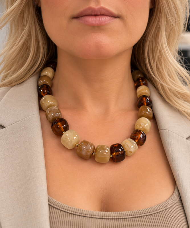Halsband mix beige,brun,nougat