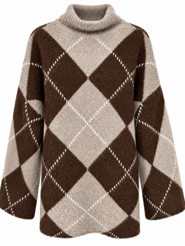 Tunika check brun/taupe