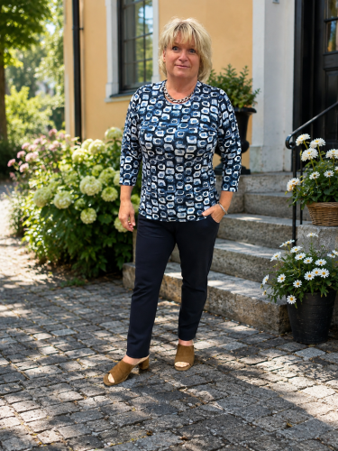 Topp 3/4 marin mönst.
