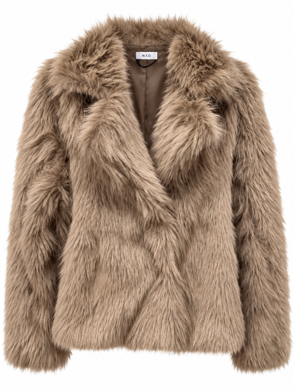 Jacka fuskpäls taupe