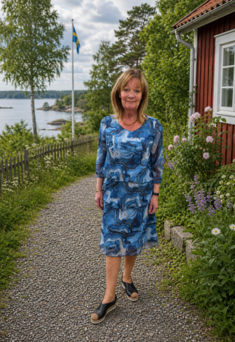 Klänning blå mönstrad