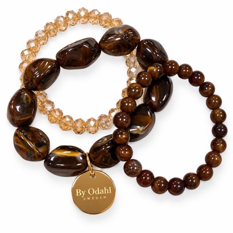 Armband mörkbrun 3-set