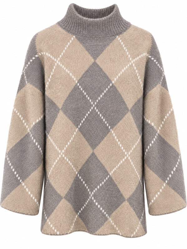 Tunika check beige/taupe
