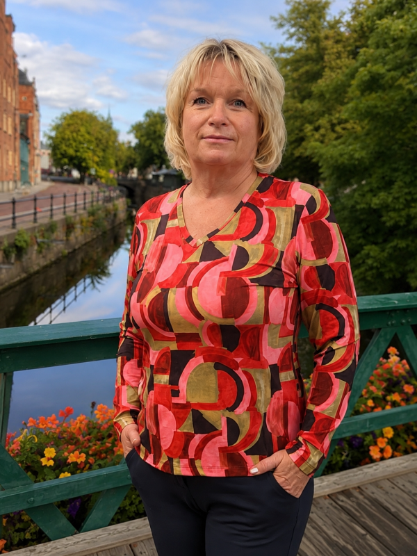 Topp röd mönstrad