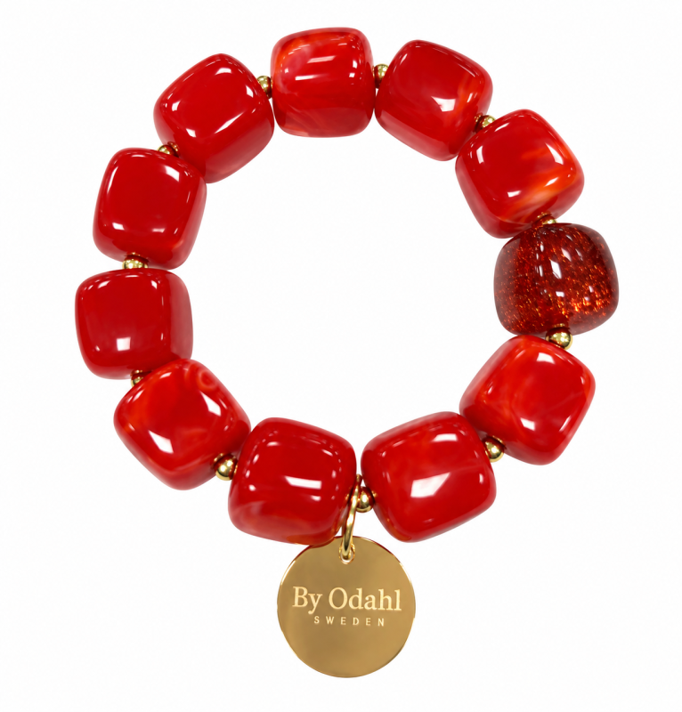 Armband marmor röd