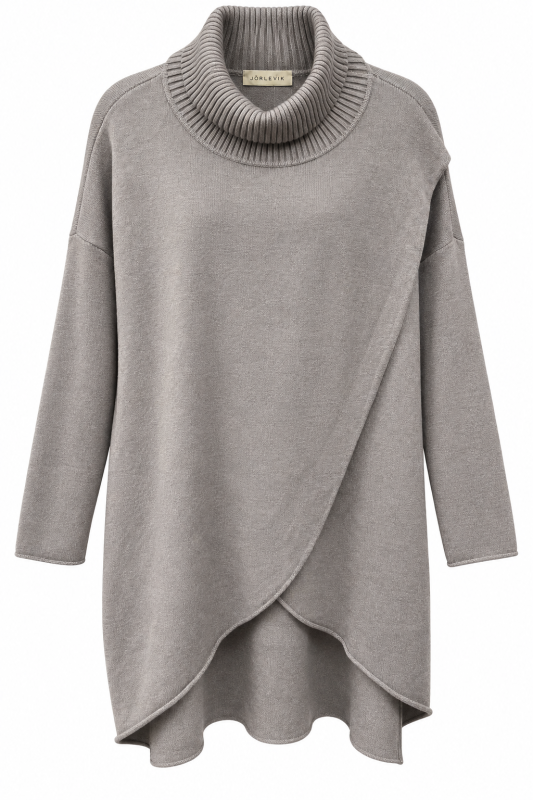Stickad tunika taupe
