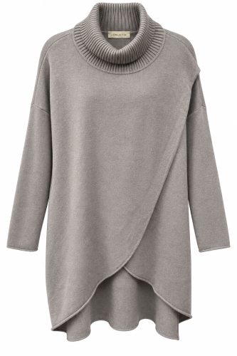 Stickad tunika taupe