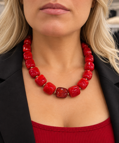 Halsband marmor röd