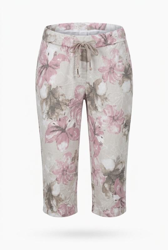 Shorts/capri beige print