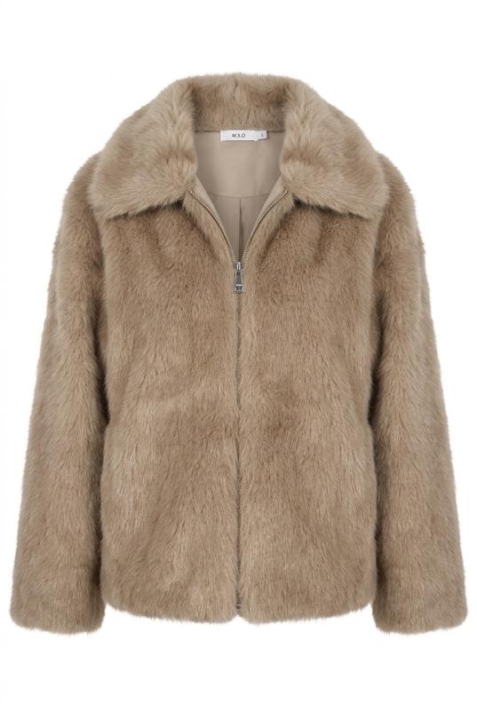 Jacka fuskpäls taupe