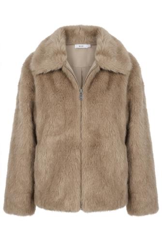 Jacka fuskpäls taupe