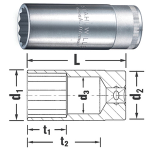 1/2" Långhylsa för insprutningsmunstycke 27mm
