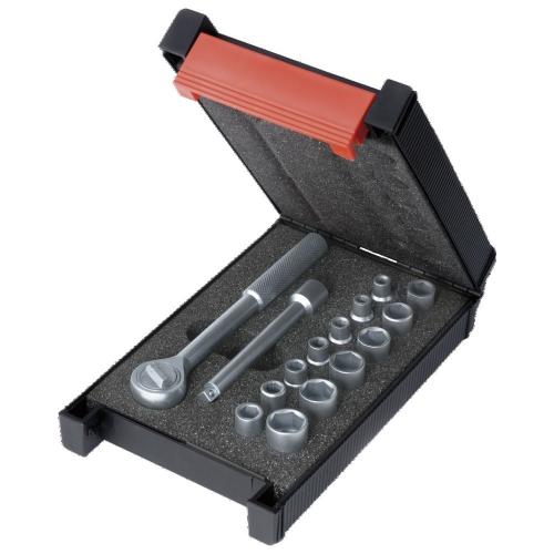 A-MAG Rostfri hylsnyckelsats 1/4" 4-14mm 16delar