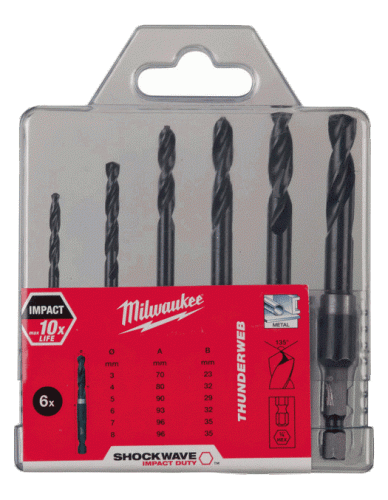 Milwaukee Shockwave HSS-G bitsborrsats 3-8mm