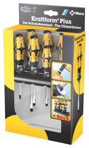 Wera slagmejselsats med väggfäste 6st mejslar.