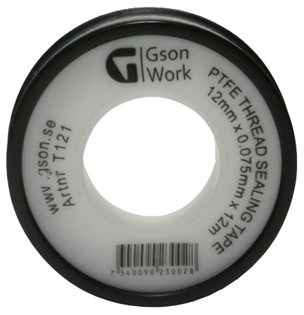 Gängtejp PTFE 12x0,075mm 12m (10-pack)