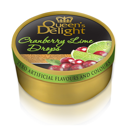 Queen's delight hÃ¥rda karameller "Cranberry lime drops" 150g