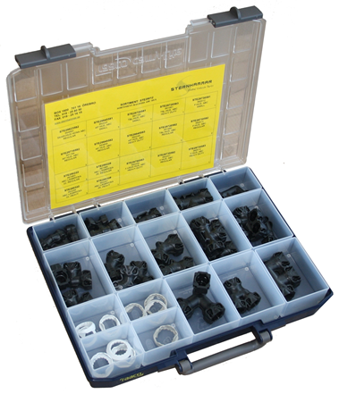 Sortimentlåda Raufoss ABC-kopplingar, HUS (36 delar)