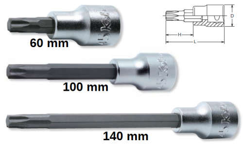 Koken 4025 - 1/2" Torxhylsor T20-T80 (100mm)