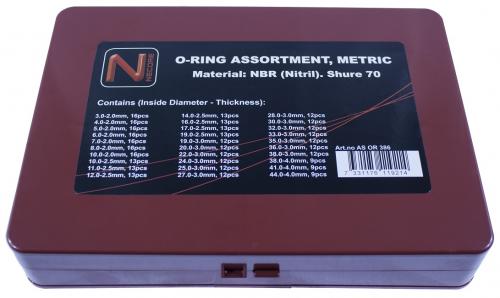 Necore O-ring sortiment, metrisk 3,0-44mm (386st)