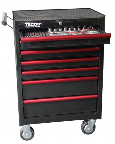 Tecos verktygsvagn tom röd