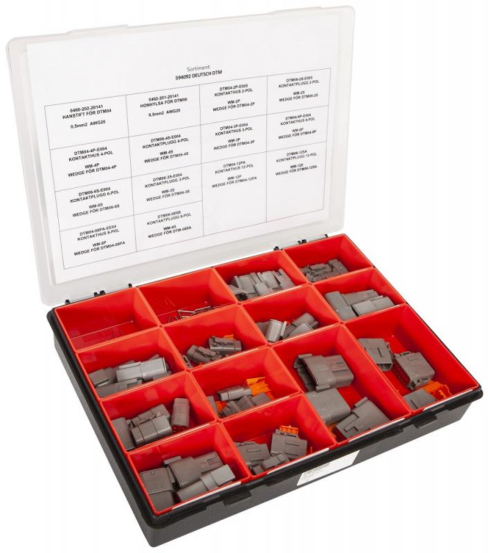 Sortiment med Deutsch DTM-Kontakter 2-12 poliga 200st