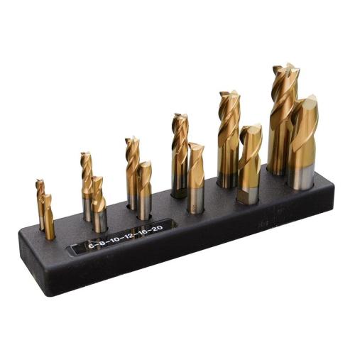 Pinnfrässats 4-skärig HSS-TiN 12st DIN327/DIN844