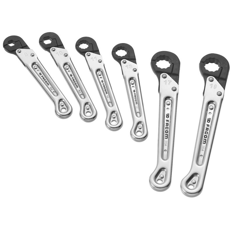 Facom 70A.JN6 Ringspärrnyckelsats öppen 8-19mm (6st)