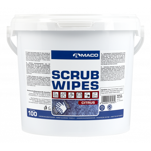 Maco Scrubs Wipes Citrus blå rengöringsdukar 100-pack