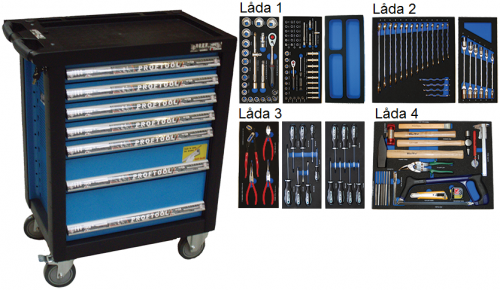 Bato verktygsvagn 7 lådor (inkl 140 delar)