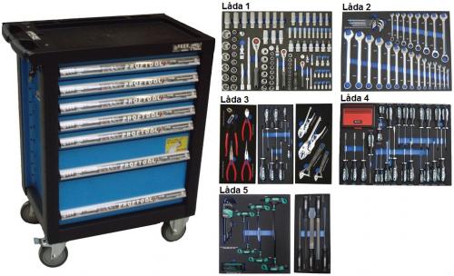 Bato verktygsvagn 7 lådor (inkl 208 delar) tum