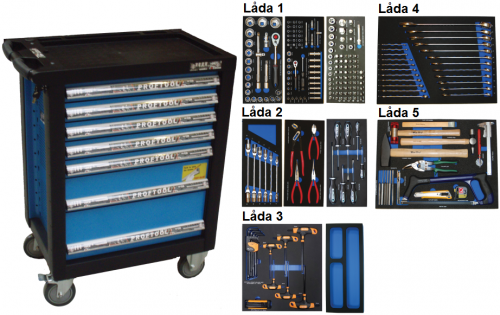 Bato verktygsvagn 7 lådor (inkl 231 delar)