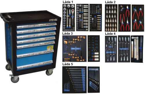 Bato verktygsvagn 7 lådor (inkl 242 delar)