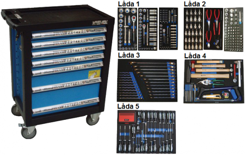 Bato verktygsvagn 7 lådor (inkl 389 delar)