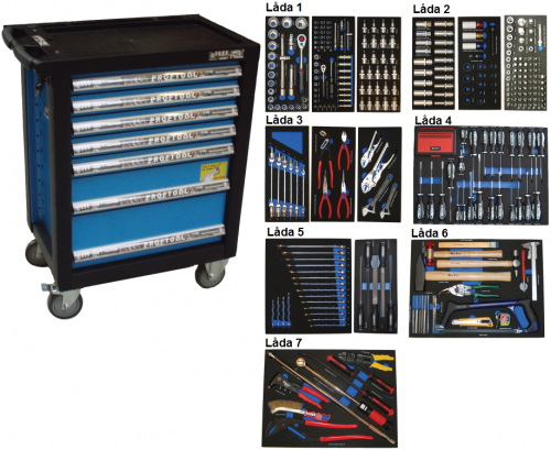 Bato verktygsvagn 7 lådor (inkl 403 delar)
