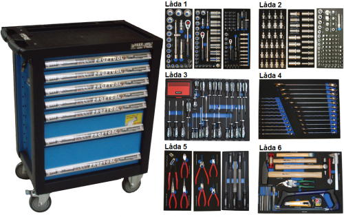 Bato verktygsvagn 7 lådor (inkl 435 delar)