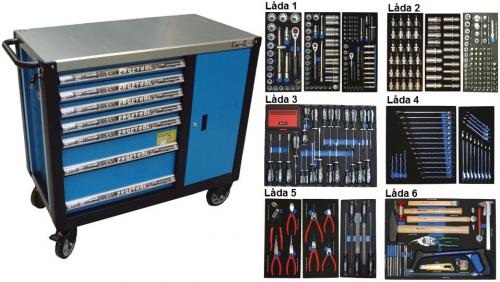 Bato verktygsvagn 7 lådor med skåp XXL (inkl 442 delar)
