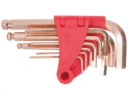 Gnistfri insexnyckelsats med kula 1.5-10mm (9st)