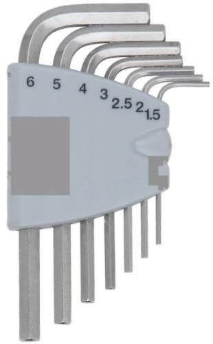 Rostfri kort L-nyckelsats insex 7st