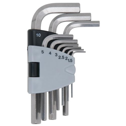 Rostfri kort L-nyckelsats insex 9st