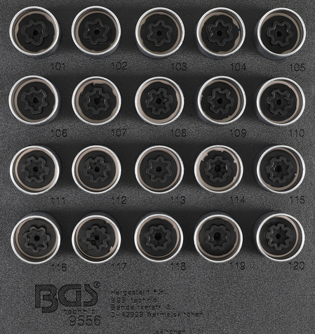 BGS Technic 9556 specialhylsor Opel/Vauxhall låsbultar "TYP A" (20st)