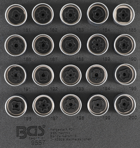 BGS Technic 9557 specialhylsor Opel/Vauxhall låsbultar "TYP B" (20st)