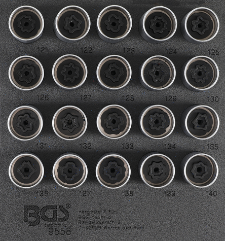 BGS Technic 9558 specialhylsor Opel/Vauxhall låsbultar "TYP C" (20st)