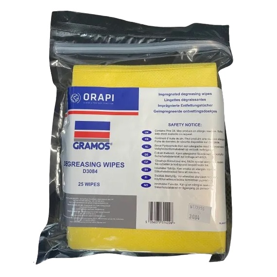 Orapi Gramos DG Wipes avfettningsservetter 25-servetter (5-pack)