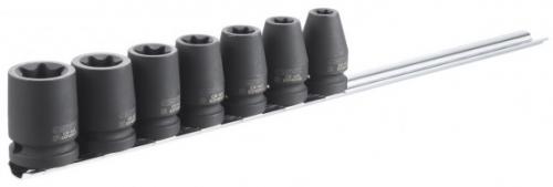 Facom 1/2" kraft E-torxhylssats korta (E10-E24)