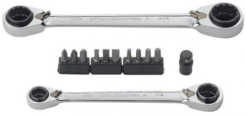 Gearwrench 85210D "QuadBox" ringspärrnyckelsats 8-19mm (2st nycklar+bits)