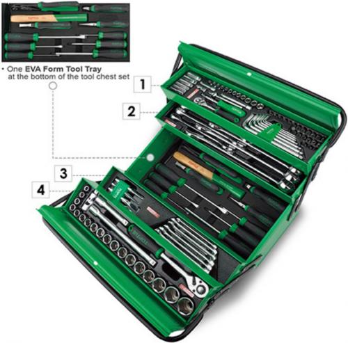 Toptul verktygslåda i plåt med 111st verktyg