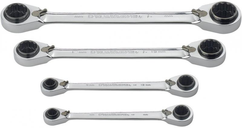 Gearwrench 85215 "QuadBox" ringspärrnyckelsats 8-24mm (4st nycklar)