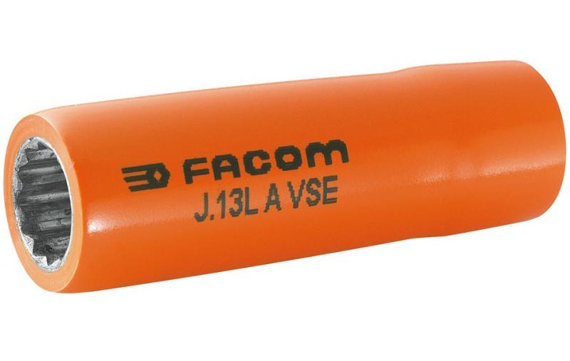 Facom 3/8" VDE-isolerad hylsa lång 12pt 8-19mm
